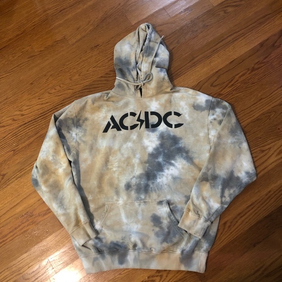 AC/DC | Shirts | Acdc Tie Dye Oversized Hoodie Sweatshirt Tan Gray ...